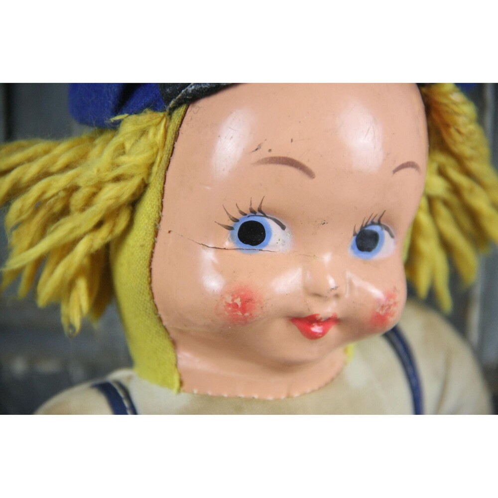Vintage DUTCH BOY Paints advertising plush doll with plastic face, circa 1950s